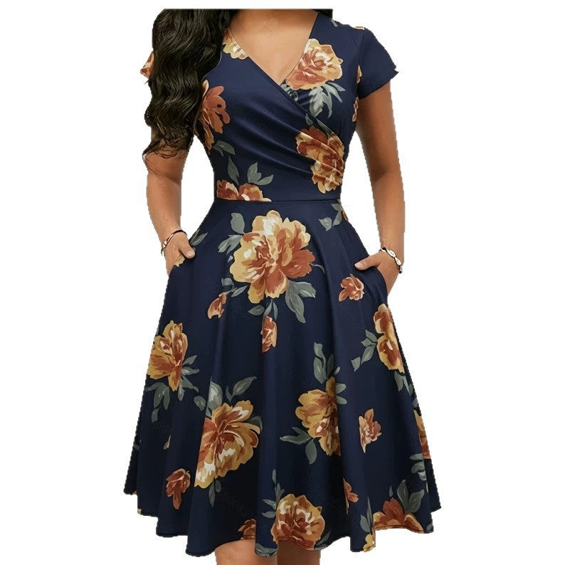 Damen A-Linien Midikleid mit Blumenmuster – Bild 2 | LuxeStyle