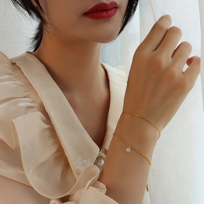Doppellagiges Zirkon-Armband aus Titanstahl | LuxeStyle