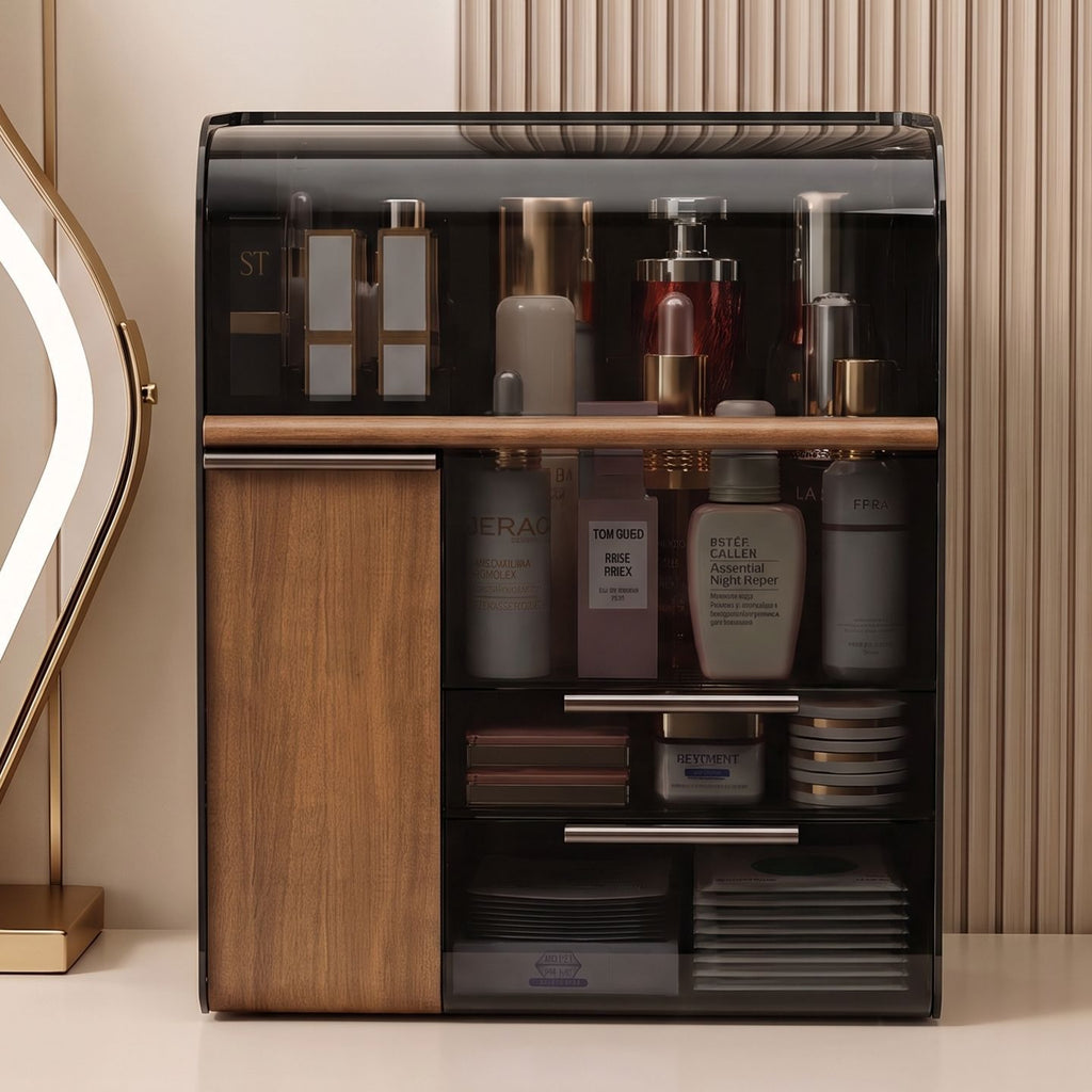 Kosmetikaufbewahrungsbox mit Pinsel- und Lippenstiftfach – Bild 6 | LuxeStyle
