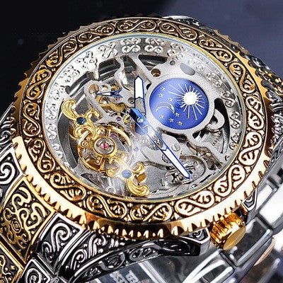Herrenuhr im Retro-Look mit Skelett-Zifferblatt – Bild 4 | LuxeStyle