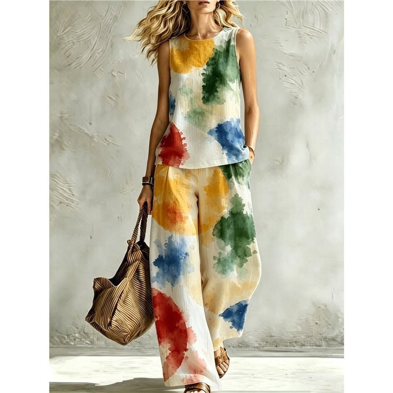 Regenbogen Tie-Dye Top & Weite Hose Set