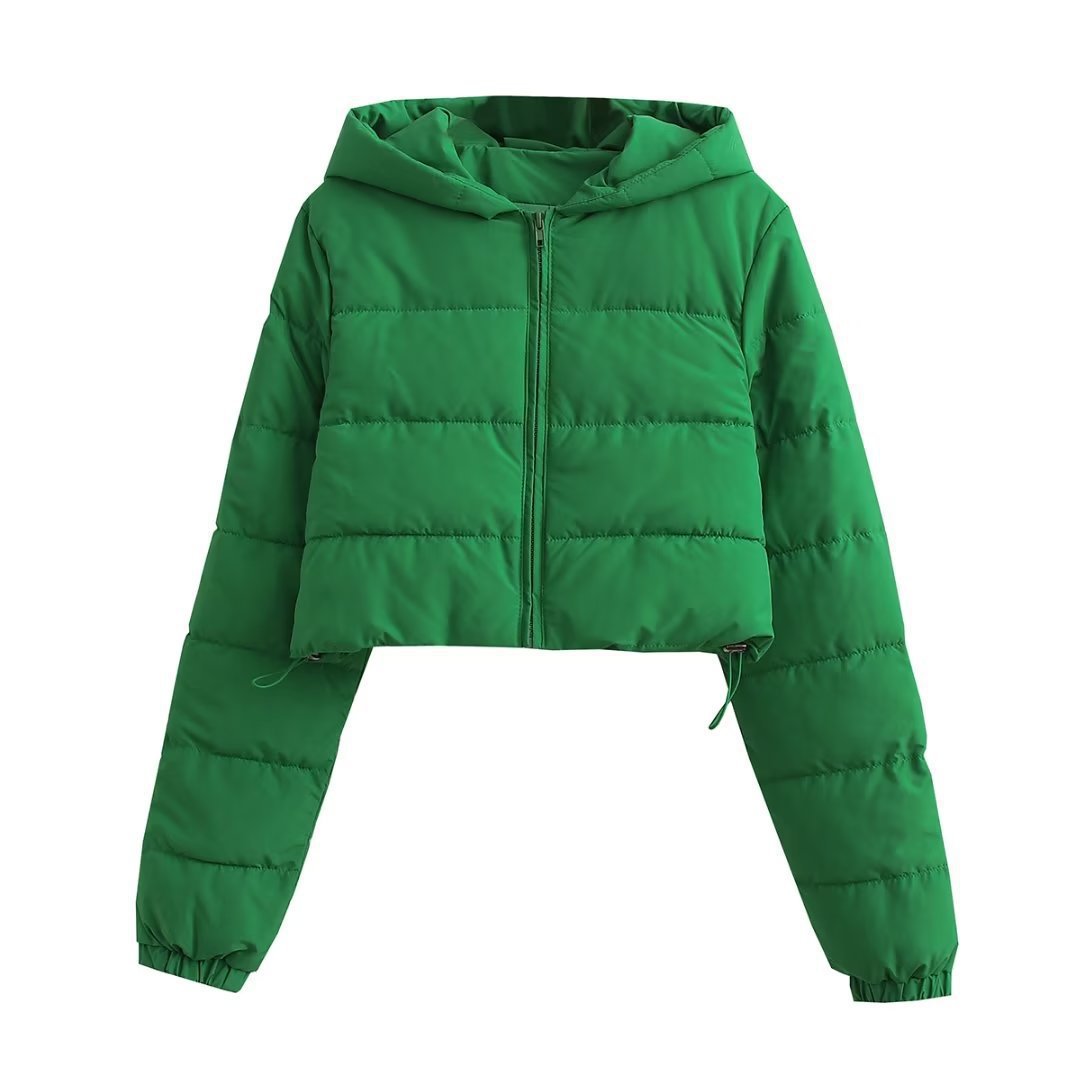 Kurz geschnittener bunter Pufferjacke mit Kapuze – Bild 3 | LuxeStyle