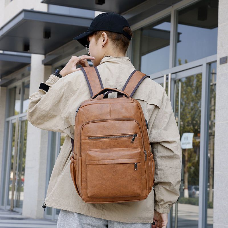 Retro PU-Lederrucksack mit viel Stauraum – Bild 4 | LuxeStyle