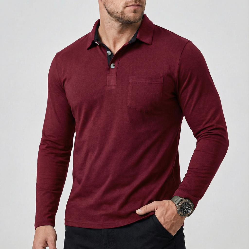 Slim Fit Pullover Herren – Baumwollmischung, Burgunderrot – Bild 10 | LuxeStyle
