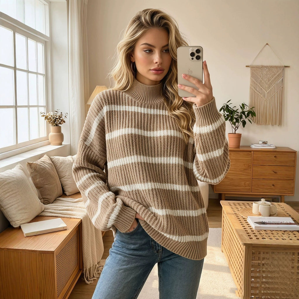 Gestreifter Rollkragenpullover – Bild 1 | LuxeStyle