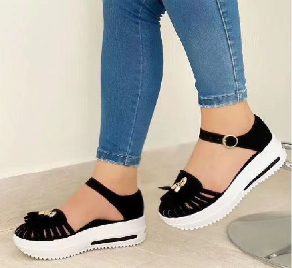 Buckle-Sandalen mit Knopf – Bild 5 | LuxeStyle