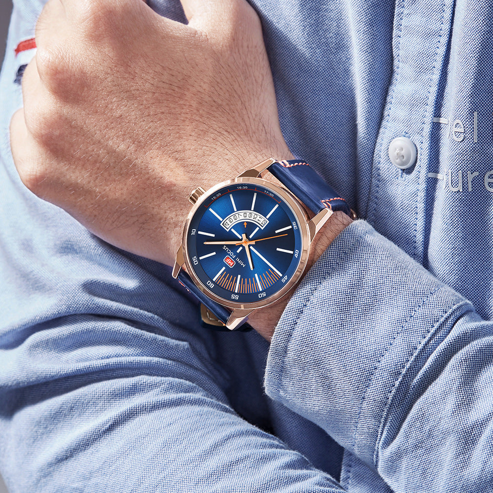 Herren-Armbanduhr mit Kalender und Lederarmband – Bild 8 | LuxeStyle