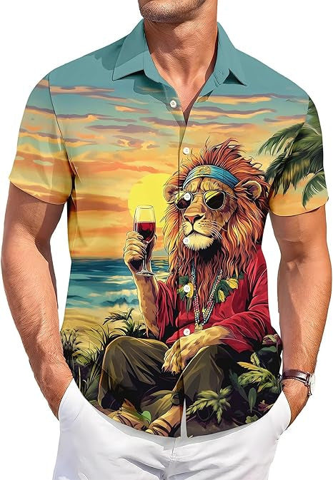 Revers-Shirt mit Digitaldruck abstrakt