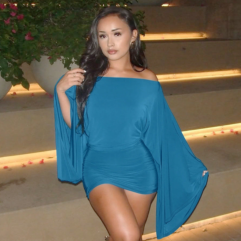 Off-Shoulder Bodycon Minikleid mit Fledermausärmeln