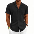 Herren Loose-Fit Kuba-Kragen Kurzarmhemd