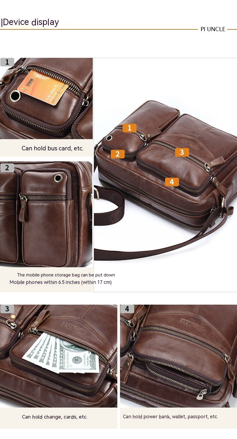 Echtes Leder Herren Schulter-Messenger Rucksack – Bild 10 | LuxeStyle