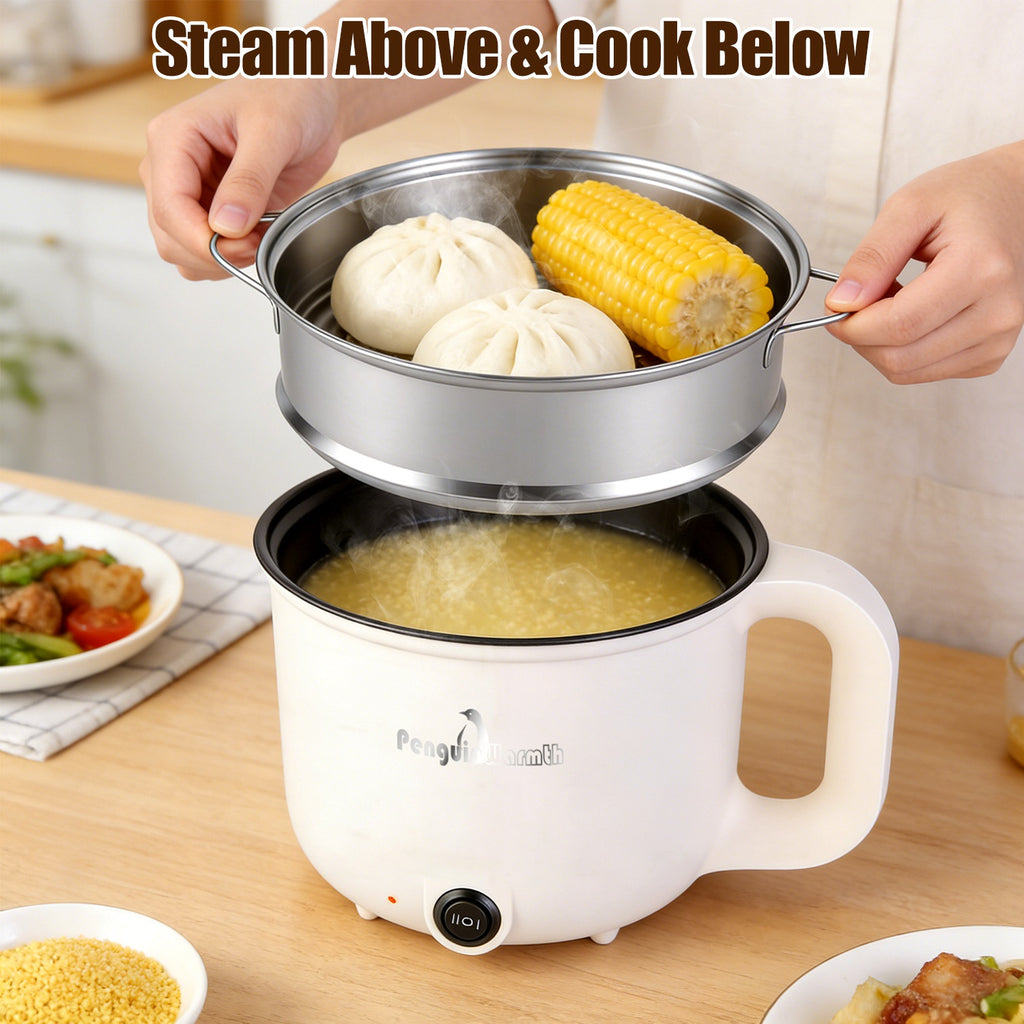 Elektrischer Mini-Hot Pot mit Dampfgarer 1.8L