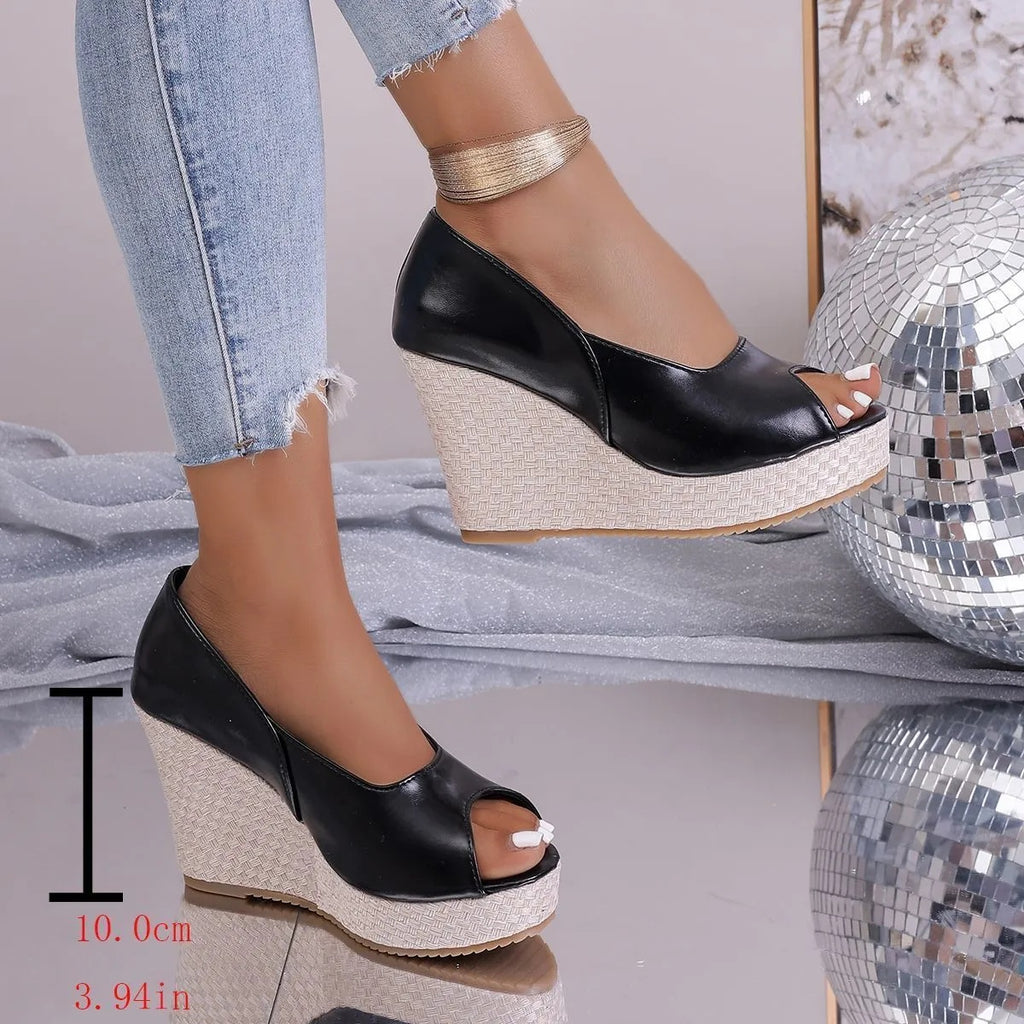 Plateau Peep-Toe Sandalen mit hohem Absatz