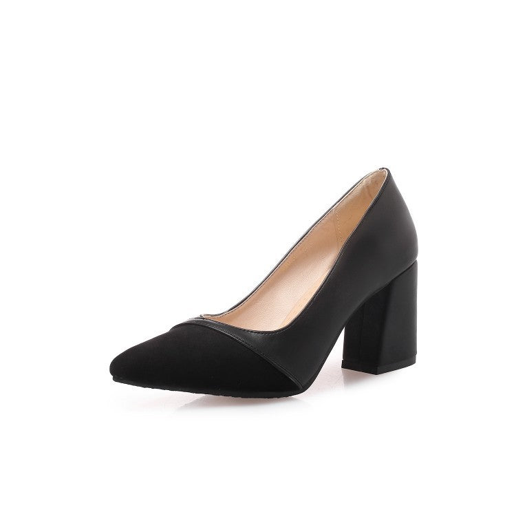 Spitze Chunky-Heel Pumps aus Wildleder