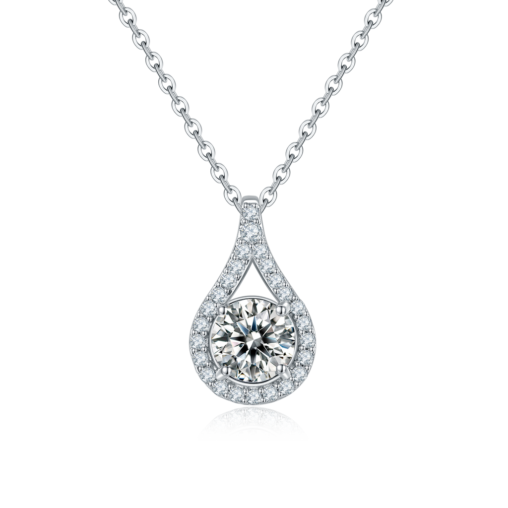 LuxeStyle Moissanit-Halskette «Aurora» 1 ct · 925 Silber Tropfen-Halo – Bild 8 – LuxeStyle Schweiz