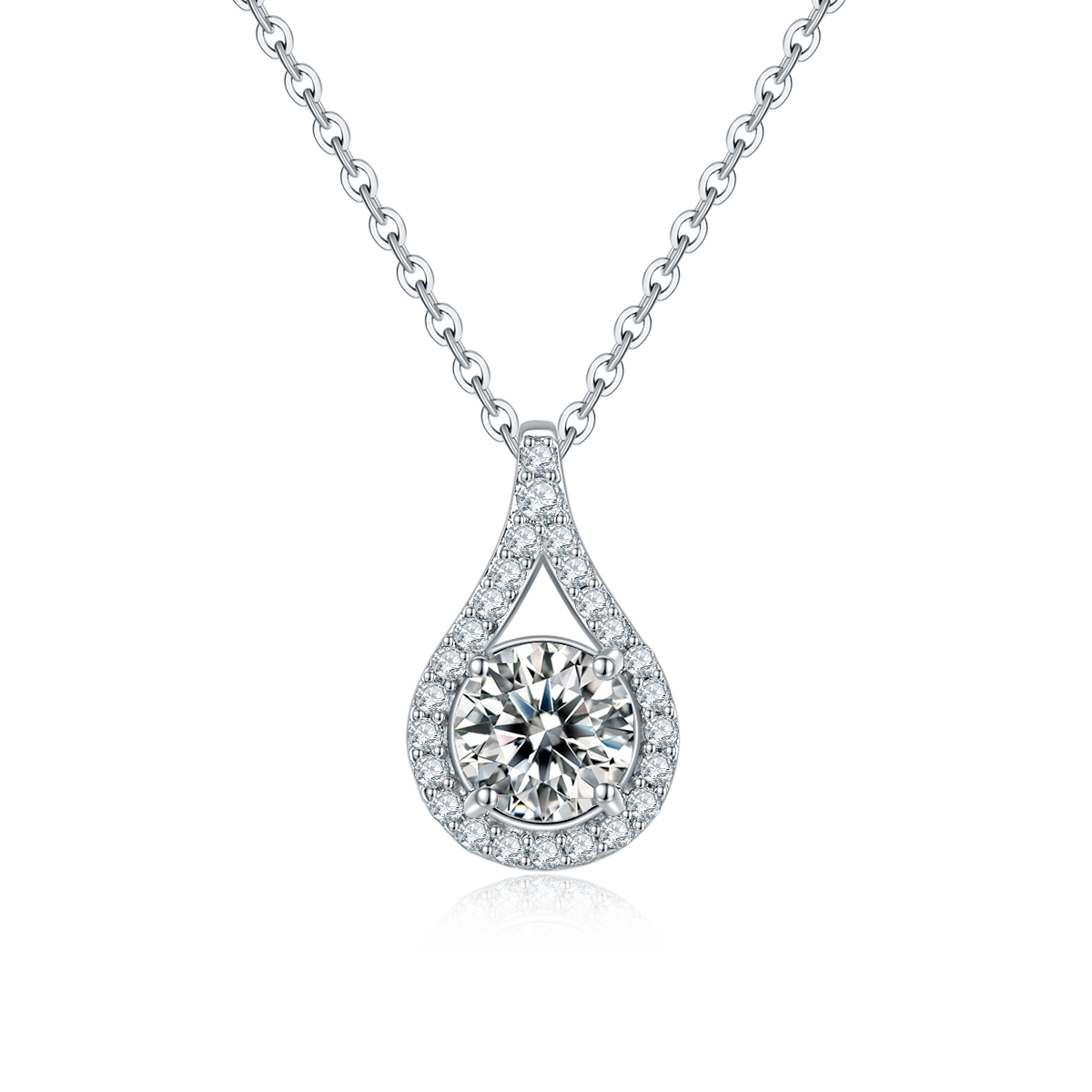 LuxeStyle Moissanit-Halskette «Aurora» 1 ct · 925 Silber Tropfen-Halo – Bild 8 – LuxeStyle Schweiz