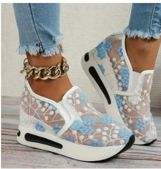 Damen Mesh-Sneaker mit Keilabsatz