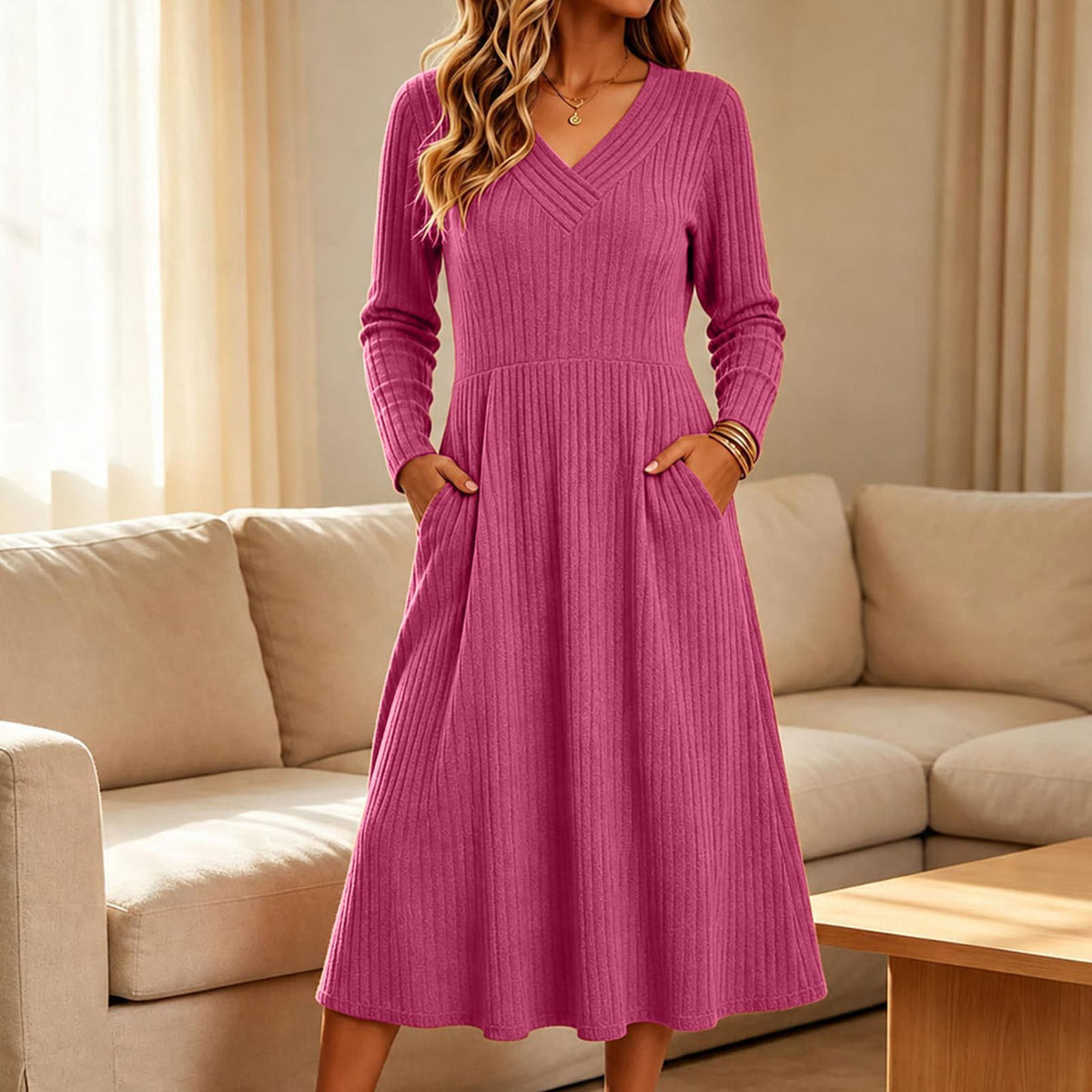 Retro Strickkleid mit Streifen – Bild 2 | LuxeStyle