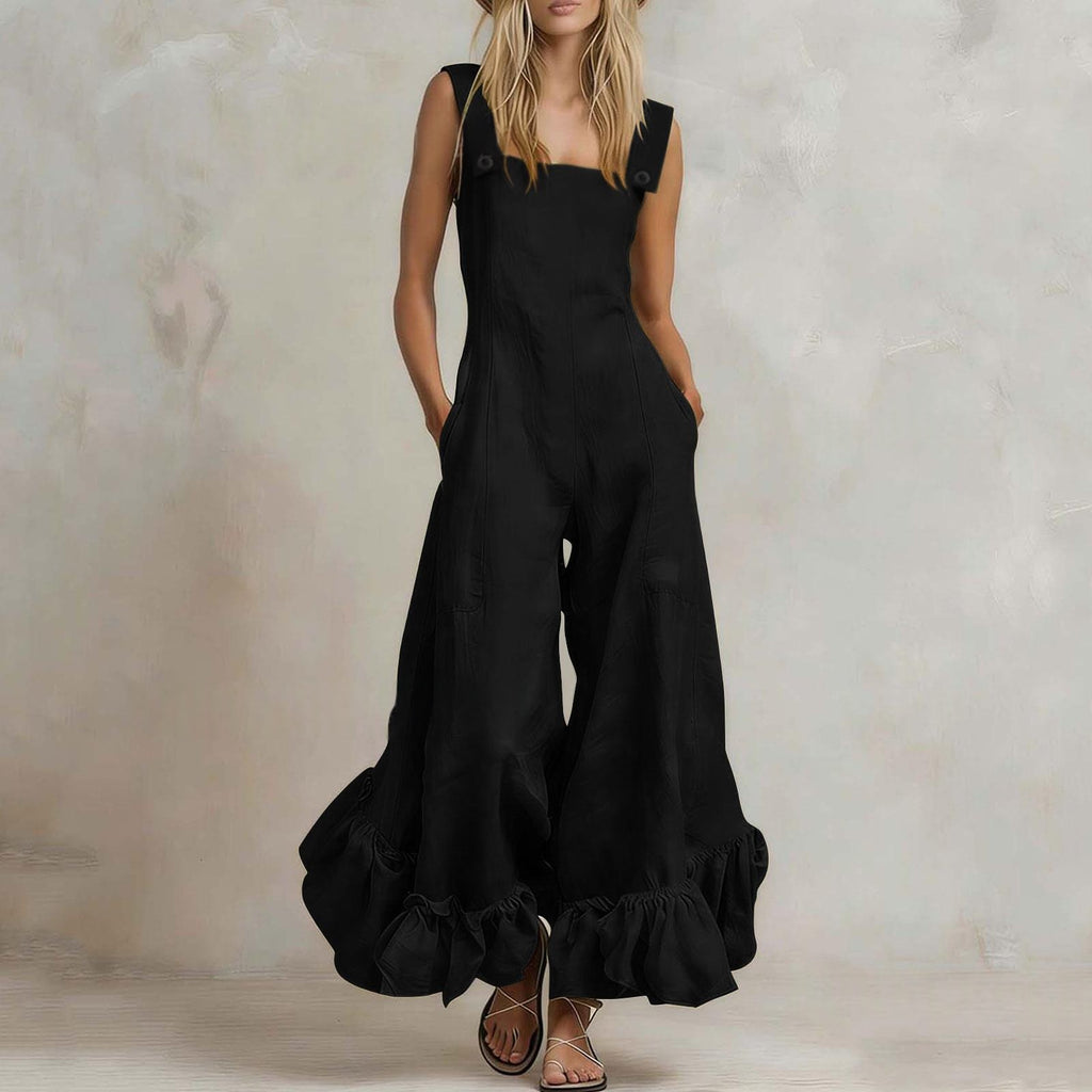 Jumpsuit mit weitem Bein und Volants