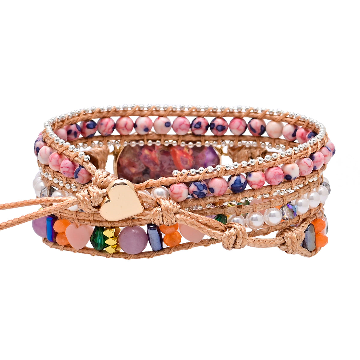 Herzförmiges Armband mit Rain Flower Steinperlen | LuxeStyle