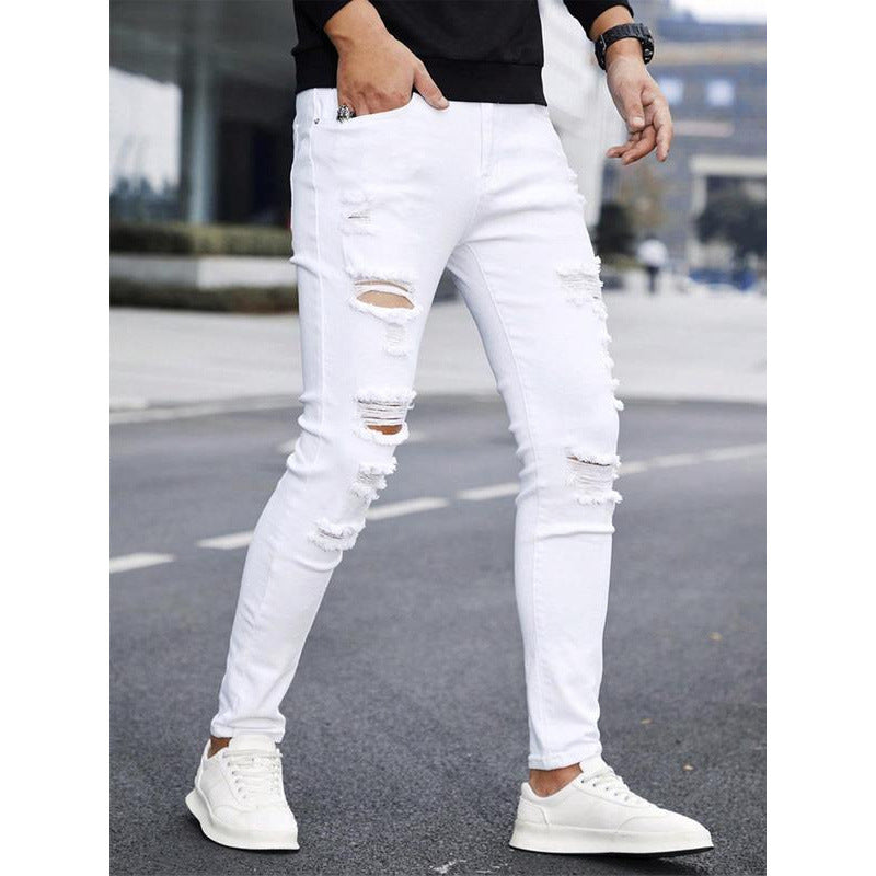 Herren Jeans – Weiss, Gerade, Bequem