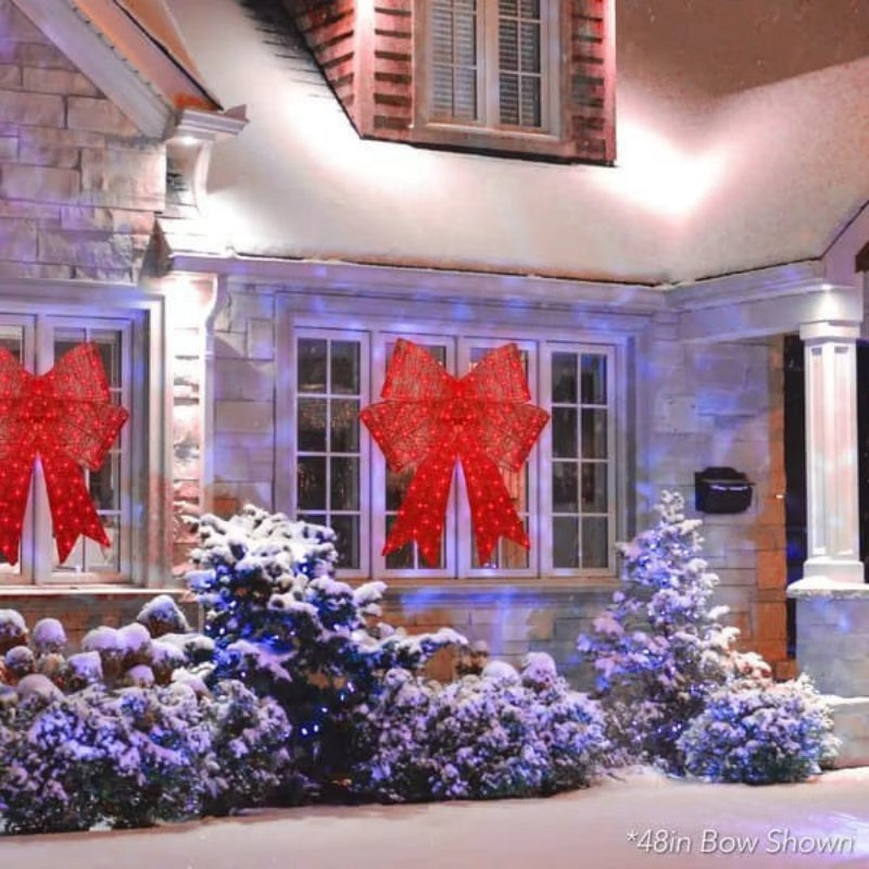Lichterknoten aus Satin – roter Weihnachtsbogen – Bild 3 | LuxeStyle
