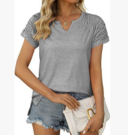 V-Ausschnitt Raglan-Shirt mit Seitenschlitz