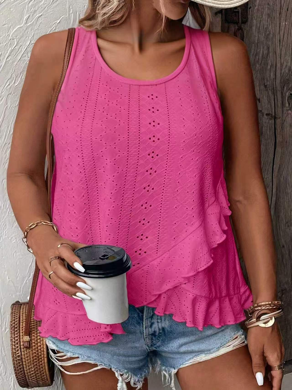 Elegantes ärmelloses Top mit Lochstickerei
