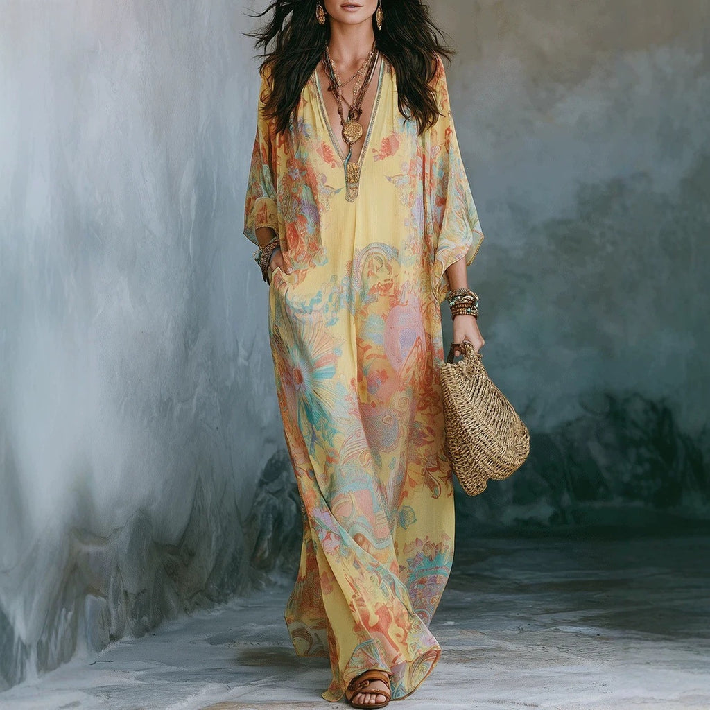 Frisches Retro-Kleid mit Batik-Print