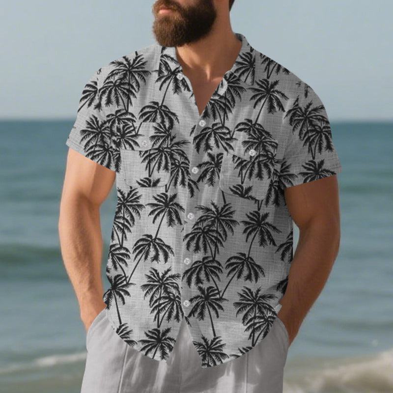 Strand-Kurzarmhemd für Herren mit Blumenmuster – Bild 5 | LuxeStyle