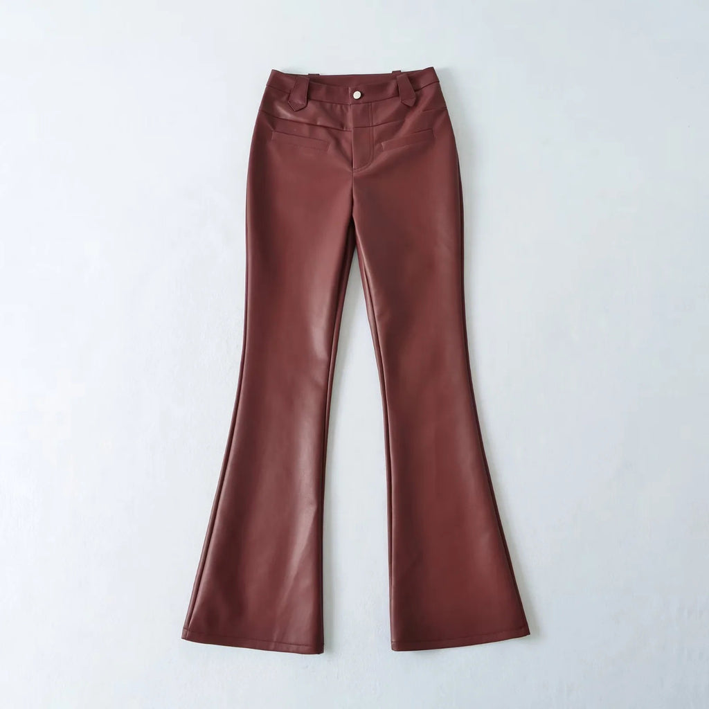 High-Rise Bootcut Hose im Motorrad-Stil