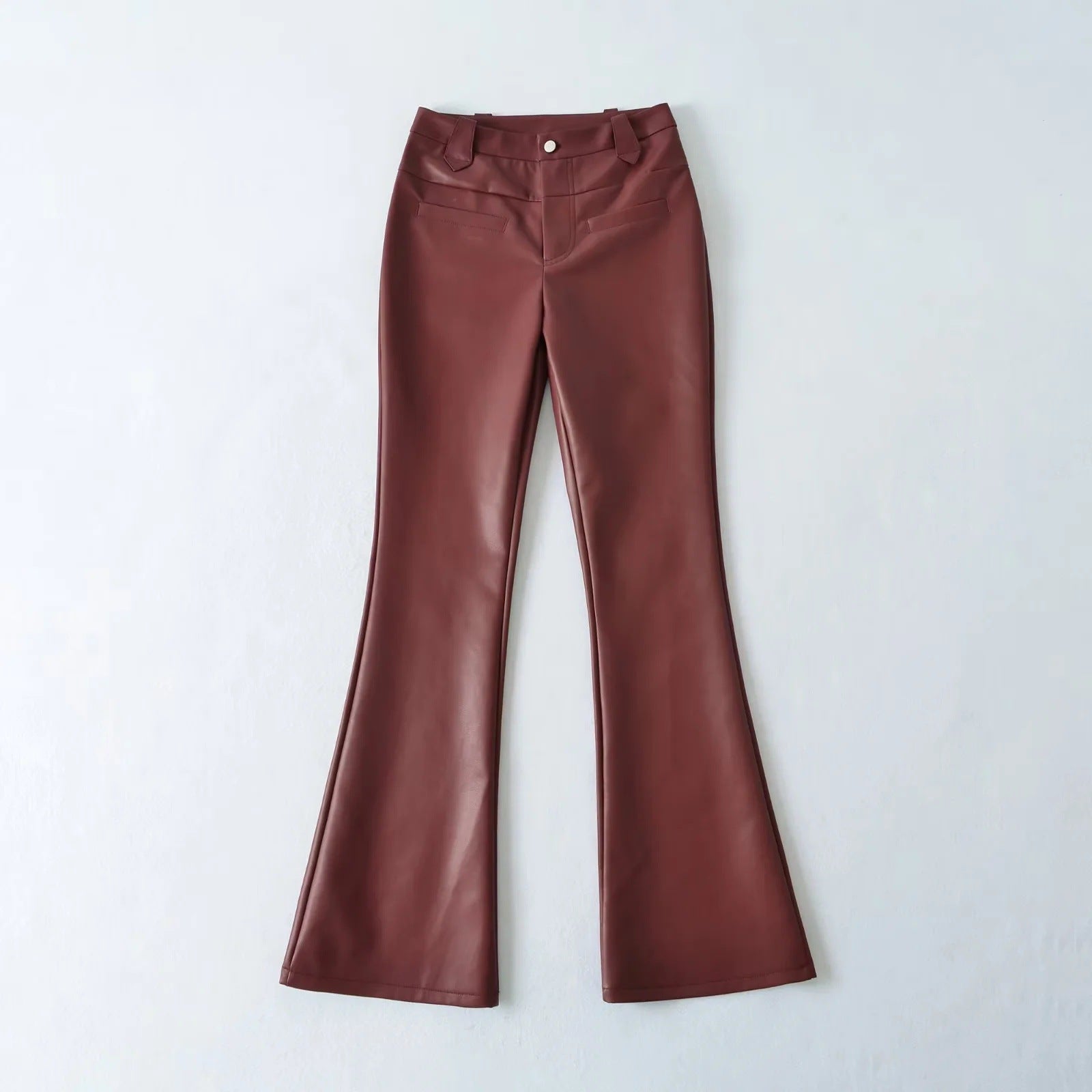 High-Rise Bootcut Hose im Motorrad-Stil