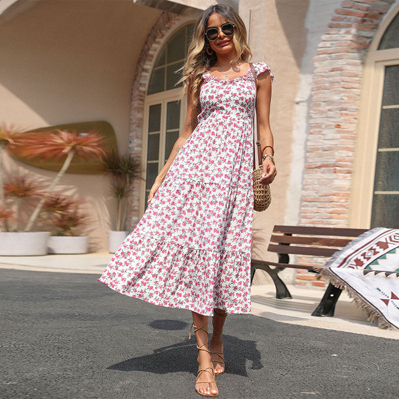 Ärmelloses Blumenkleid für Damen
