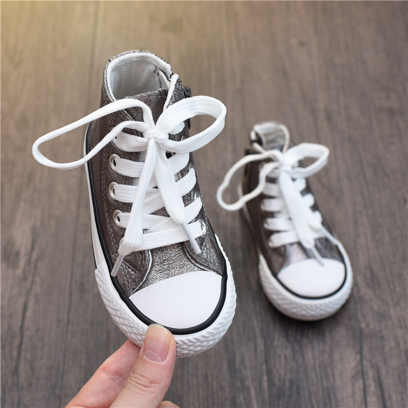 High-Top Canvas-Kinderschuhe mit Pailletten – Bild 3 | LuxeStyle