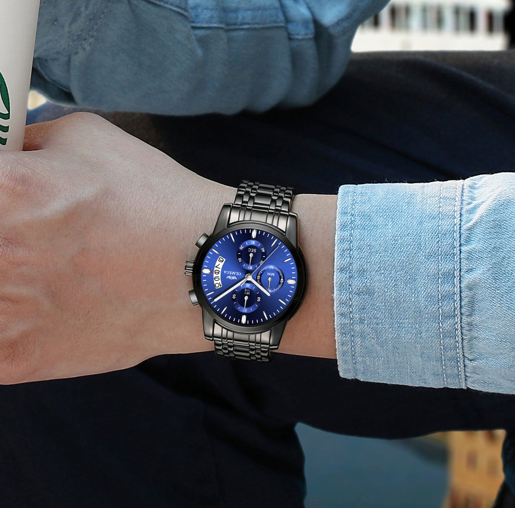 Butterfly-Clip Stahlarmband Herren-Wasseruhr Leuchtfunktion – Bild 7 | LuxeStyle