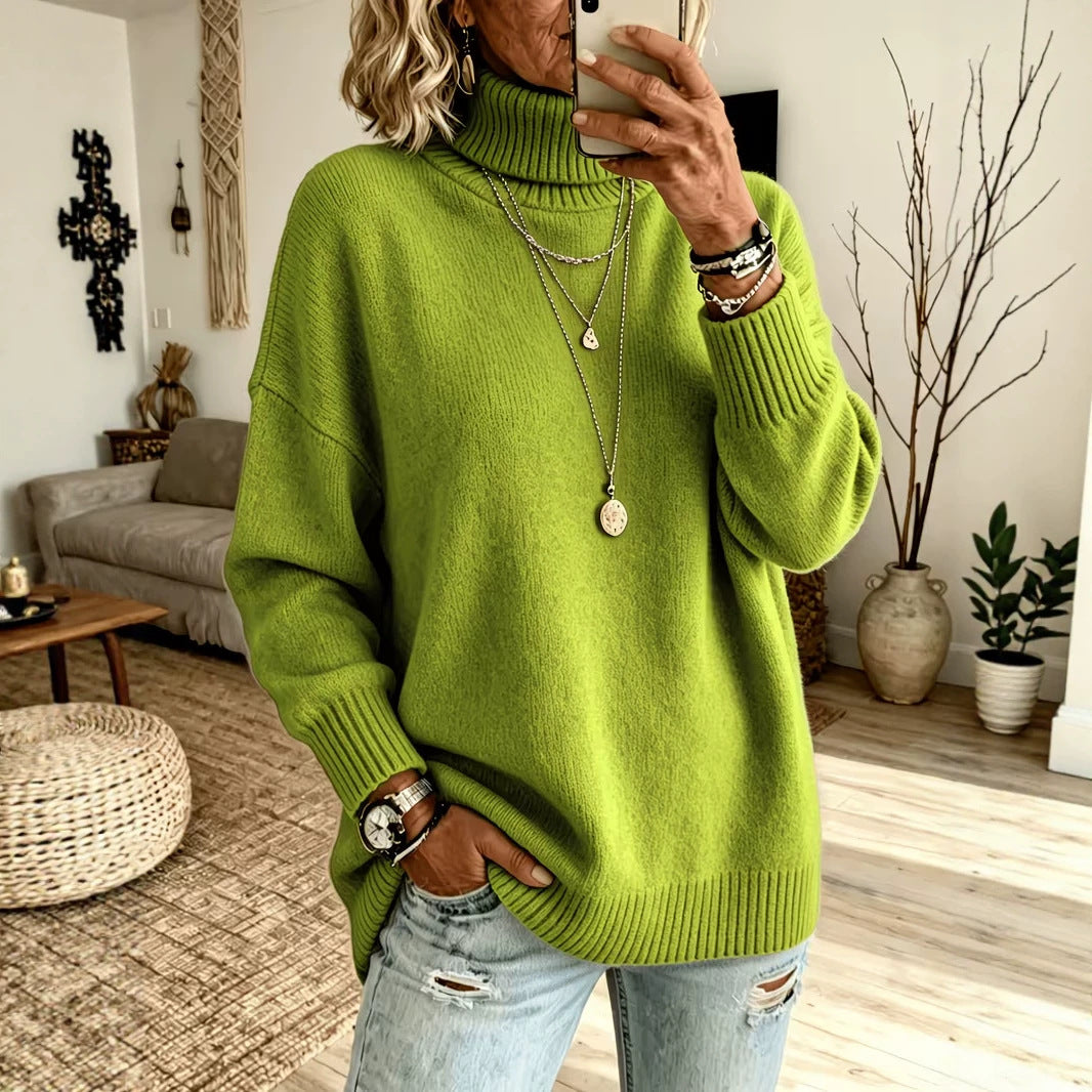 Samtener Rollkragenpullover für Damen