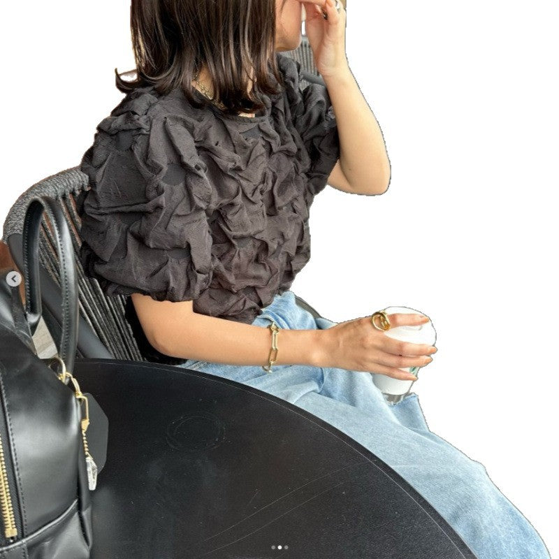 Elegante Bluse mit Puffärmeln und Raffung