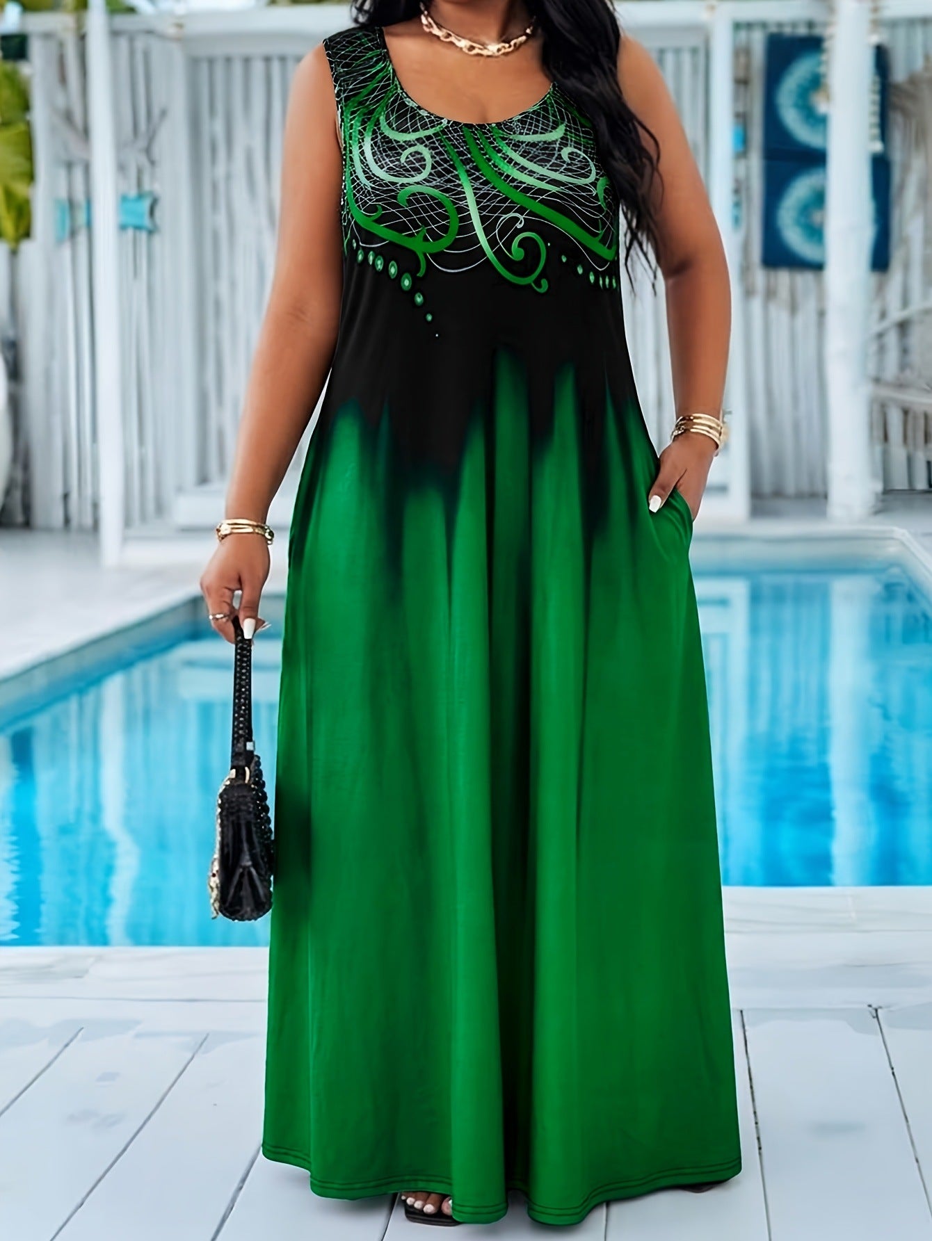 Elegantes A-Linien Kleid mit Farbverlauf