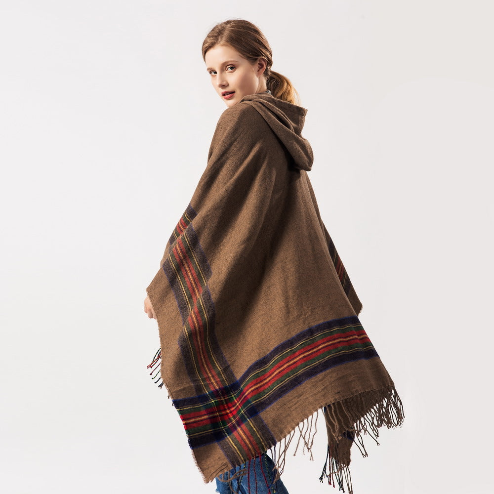 Tassel Fashion Jacquard Kapuzen-Cape – Bild 3 | LuxeStyle