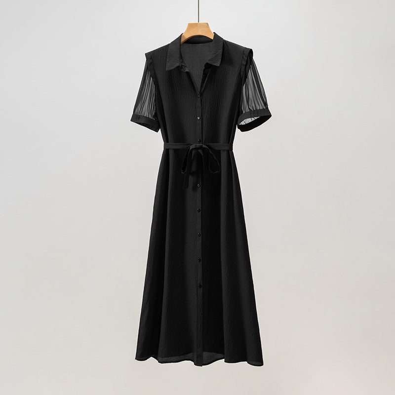 Jacquard-Seidenkleid mit A-Linie