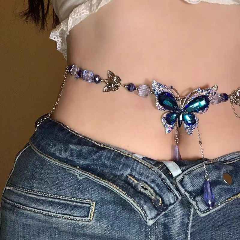 Taillenkette "Butterfly & Waterdrop"