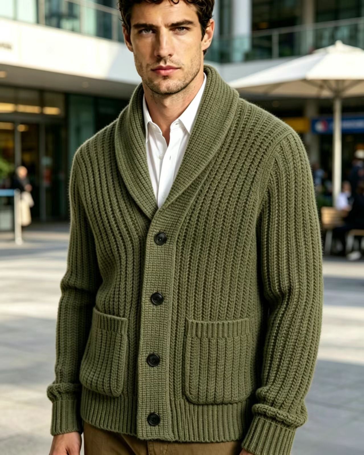 Herren Strick-Cardigan mit Streifen