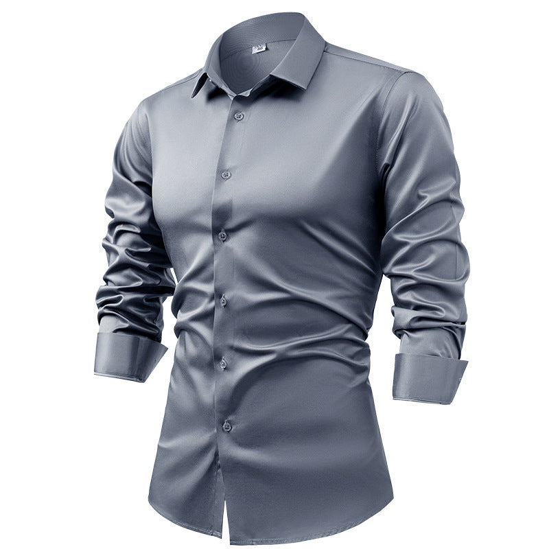 Satinlangarm Shirt Herren – Bild 6 | LuxeStyle