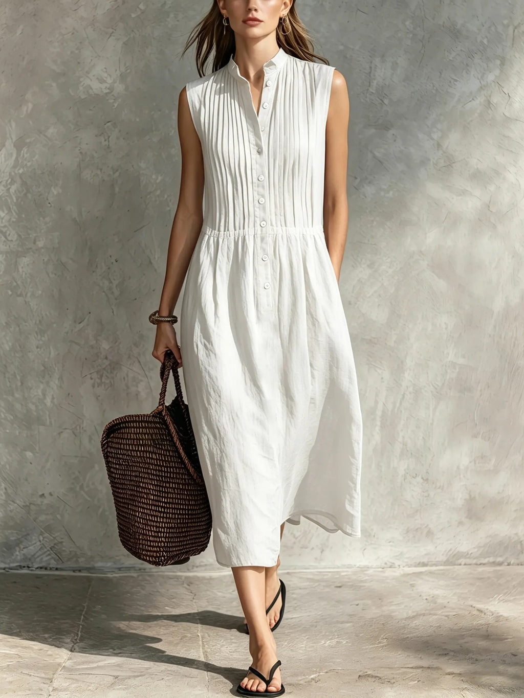 Elegantes ärmelloses Leinenkleid – Bild 3 | LuxeStyle