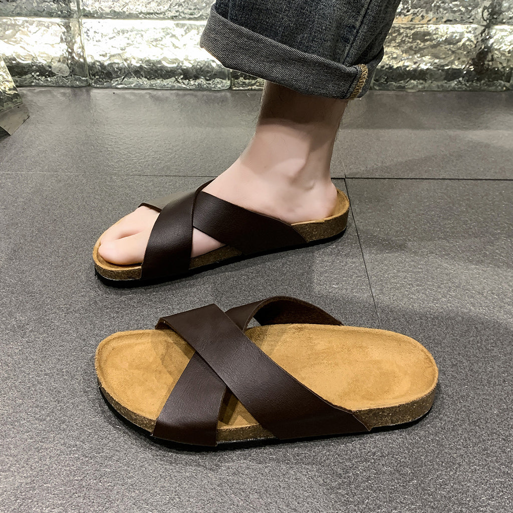 Herren Kork-Sandalen mit Kreuzriemen