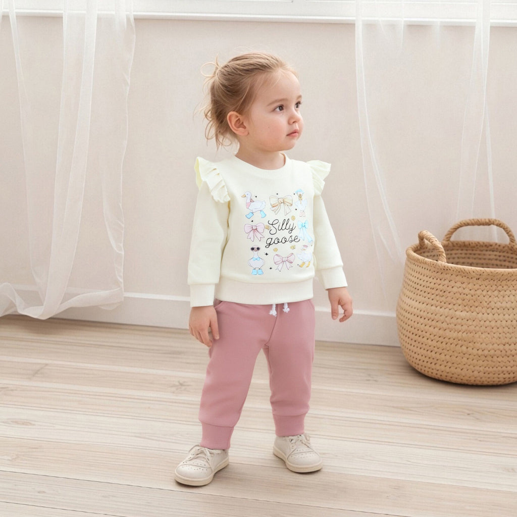 Baby Mädchen Enten- und Buchstaben-Hoodie-Set – Bild 5 | LuxeStyle