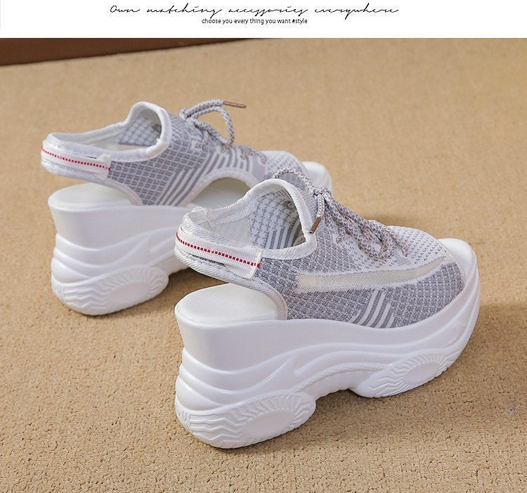Keilabsatz-Sandalen mit atmungsaktivem Mesh – Bild 12 | LuxeStyle
