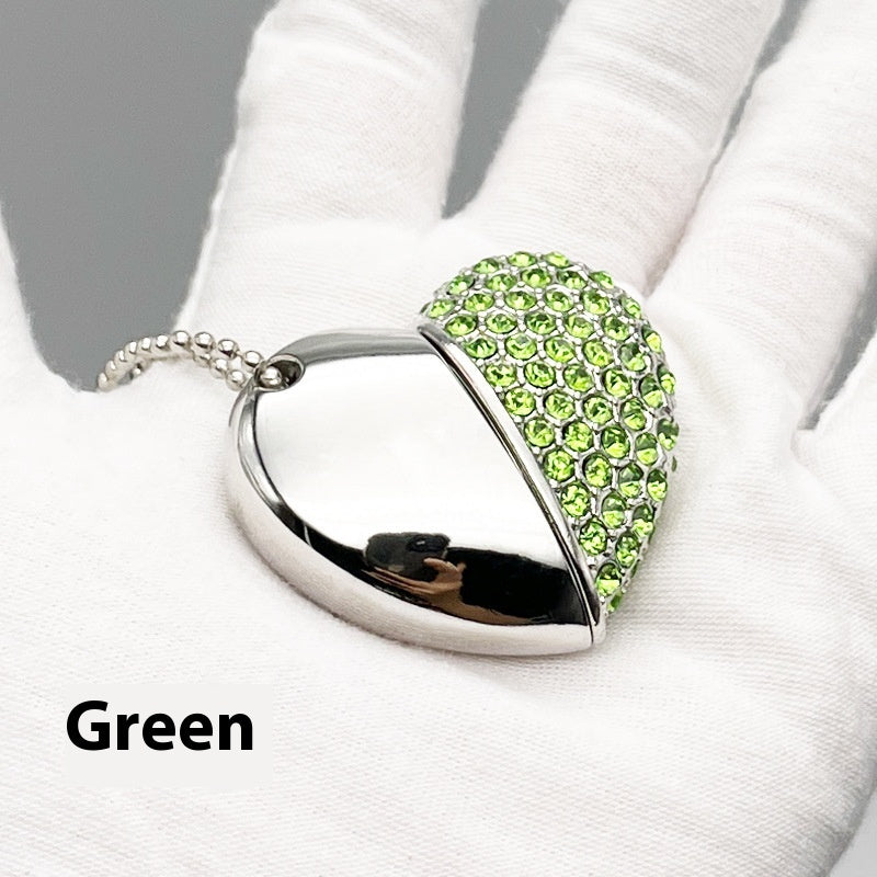 Herzförmiger USB-Stick mit Strass-Besatz