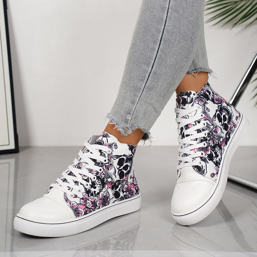 High-Top Stoffschuhe mit Blumenmuster