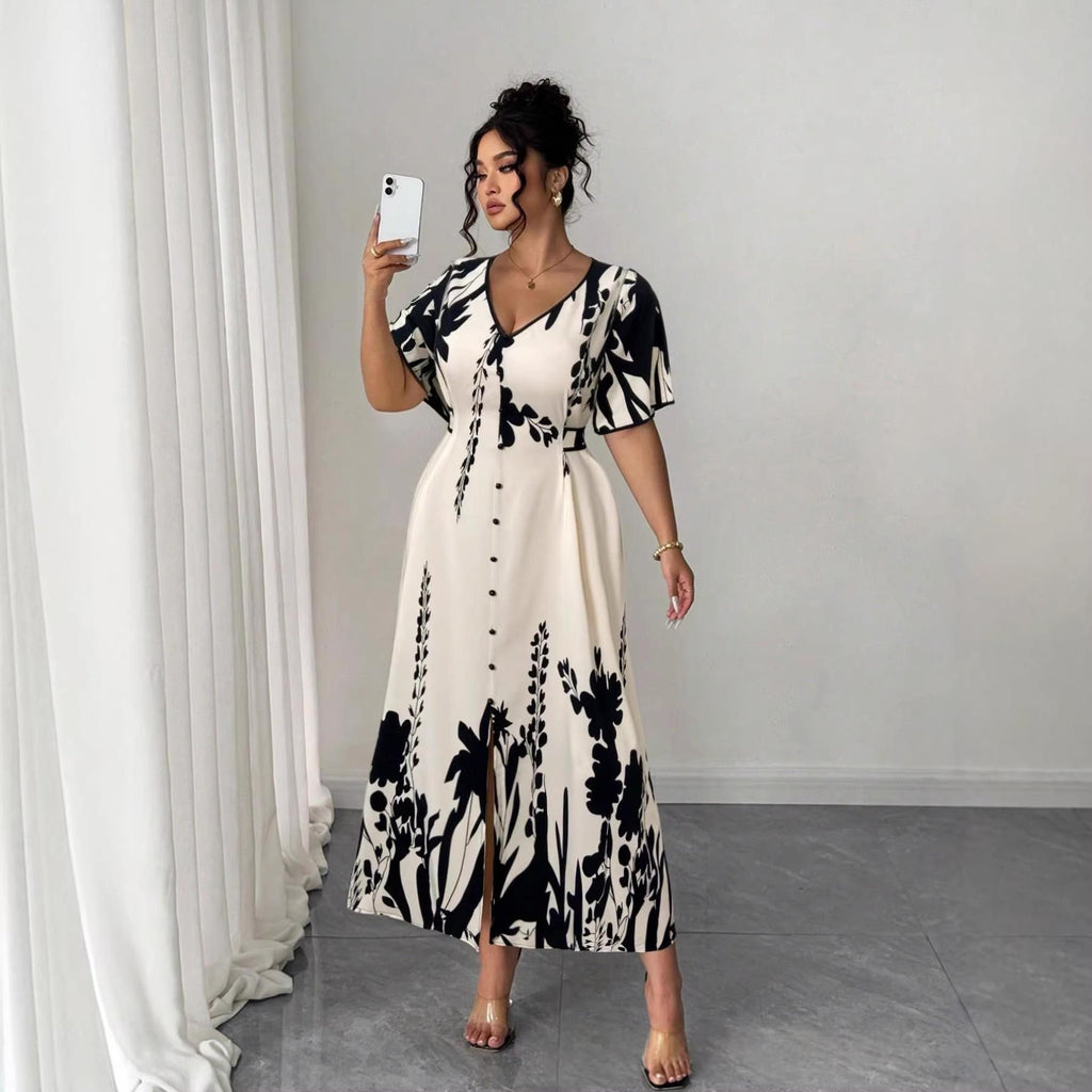 V-Ausschnitt Blumenkleid
